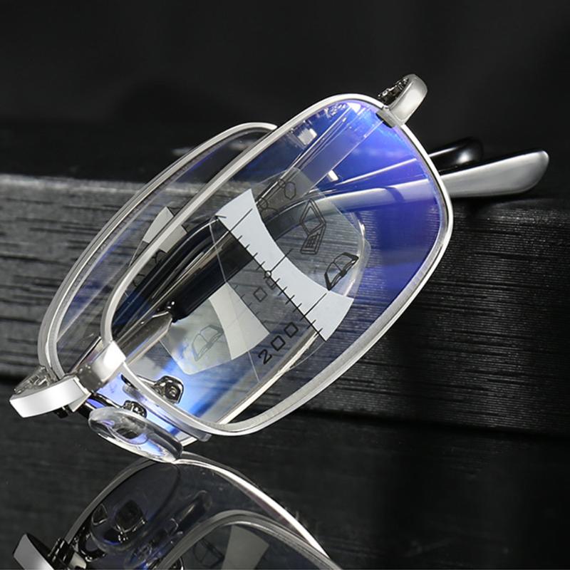 

Sunglasses Portable Folding Alloy Frame Luxury Men Women Progressive Multifocus Reading Glasses ADD 75 100 125 150 175 200 To 400 With CaseS