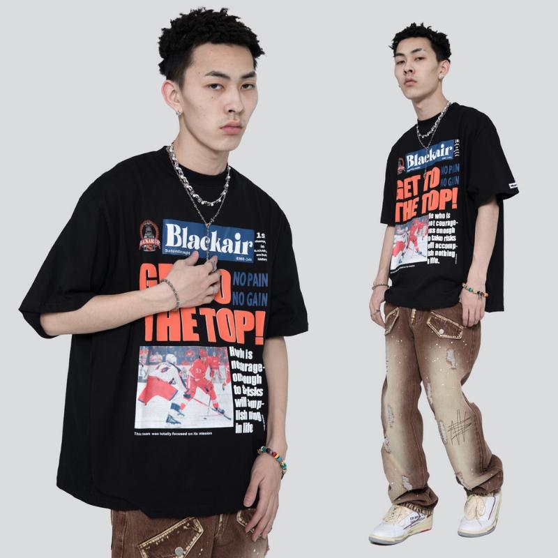 

Men's T-Shirts High Quality Unisex Hip Hop Oversized Letter Printed Graphic T Shirts Harajuku Streetwear Cotton Anime Clothes Goth Men Y2k T, Black