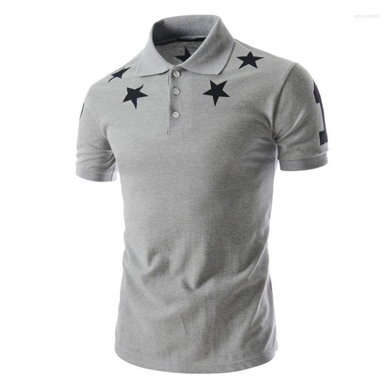 

Men' Polos European Code Summer Simple Five-pointed Star Print Shirt Men' Short-sleeved T-shirt MenMen' Men'sMen' Simo22, White