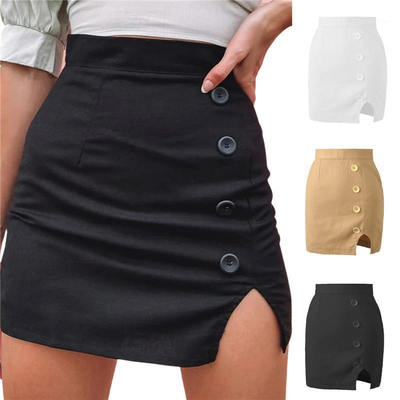 

Skirts 2022 Women Pencil Skirt Bag Hip Button Up Slim Fit Skinny Solid Split High Street Casual Female Summer Clubwear
