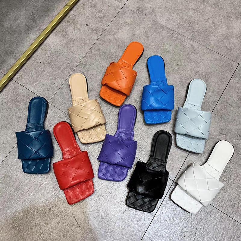 

Sexy Flat Slides Lido Sandals Woven Women Slippers Square Mules Slip Bottegas''Venetas Nob, Link product:#1