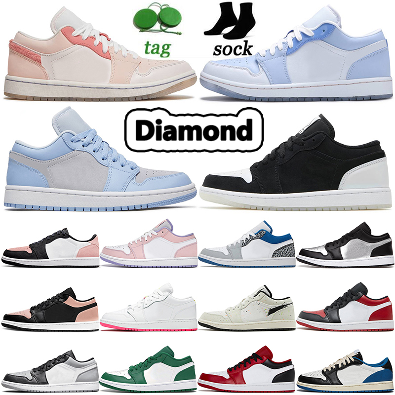 

Top Quality Jorden1s Women Mens aj1 Jumpman 1s Low Basketball Shoes Retro Reverse Black Shadow Toe Cactus Jack Jordn1 1 Dark Mocha Diamond UNC Trainers Sneakers Shoe, A10 mighty 36-46