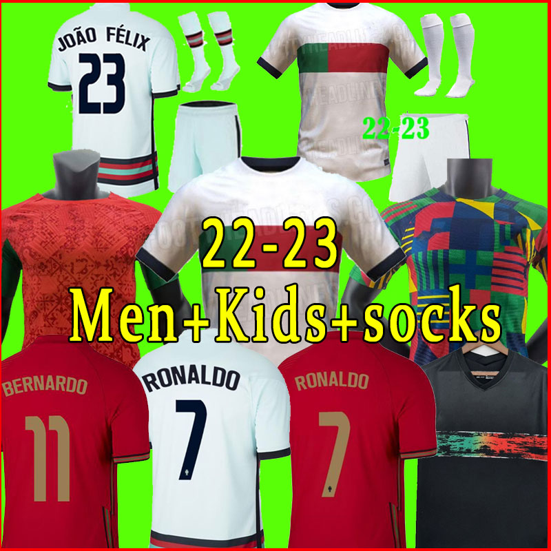 

22 23 Portuguesa JOAO FELIX soccer jerseys player version RUBEN NEVES BERNARDO BRUNO RONALDO FERNANDES Portugieser 2022 Portuguese football shirt Men Kids kit sets, 22-23 away