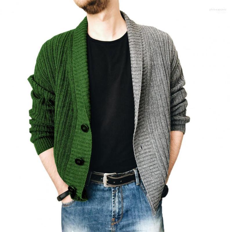 

Men's Vests Classic Knitted Long Sleeve Sweater Coat Autumn Winter Single-breasted Color Stitching Cardigan Outerwear For Holiday Phin22, Black