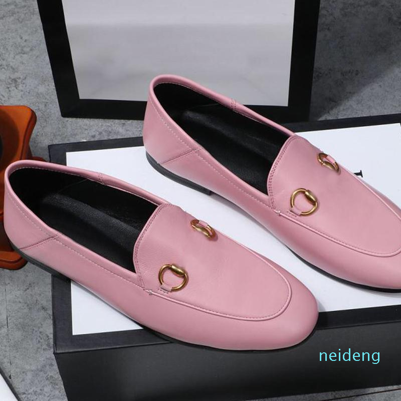 

2022 fall luxury Designer women Dress shoes Genuine leather casual Flat heel Slipper Metal buckle Slippers Ladies loafers Trample, Blue