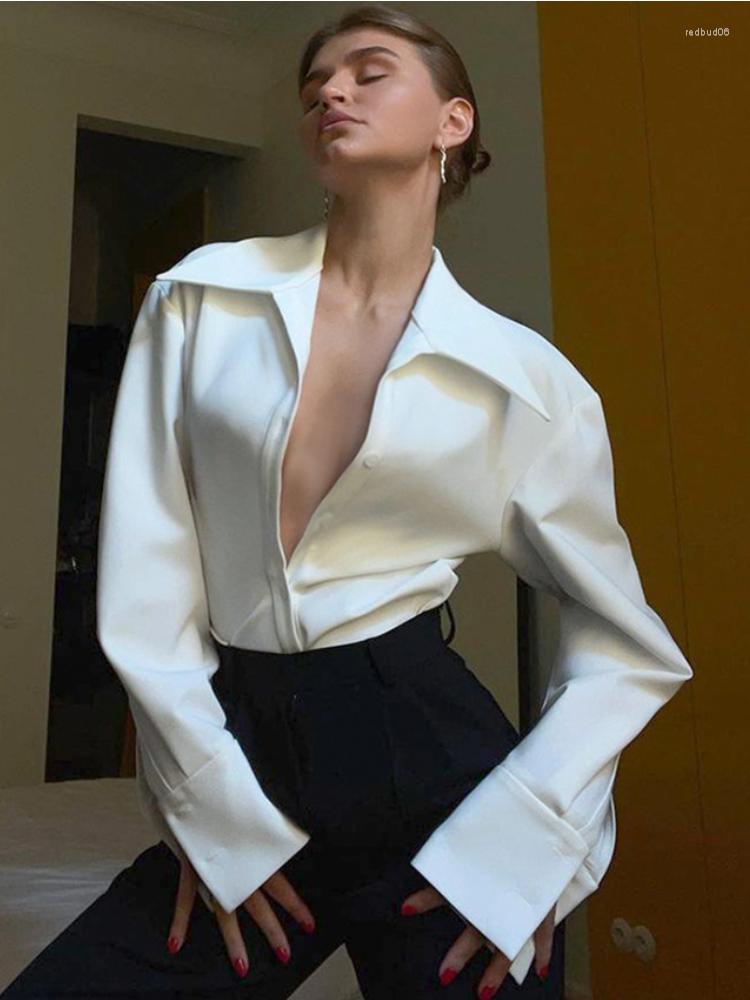 

Women' Blouses & Shirts Spring Elegant White Shirt Woman Long Sleeve Business Casual Women Outfits Button Up Turn Down Collar Office Tops