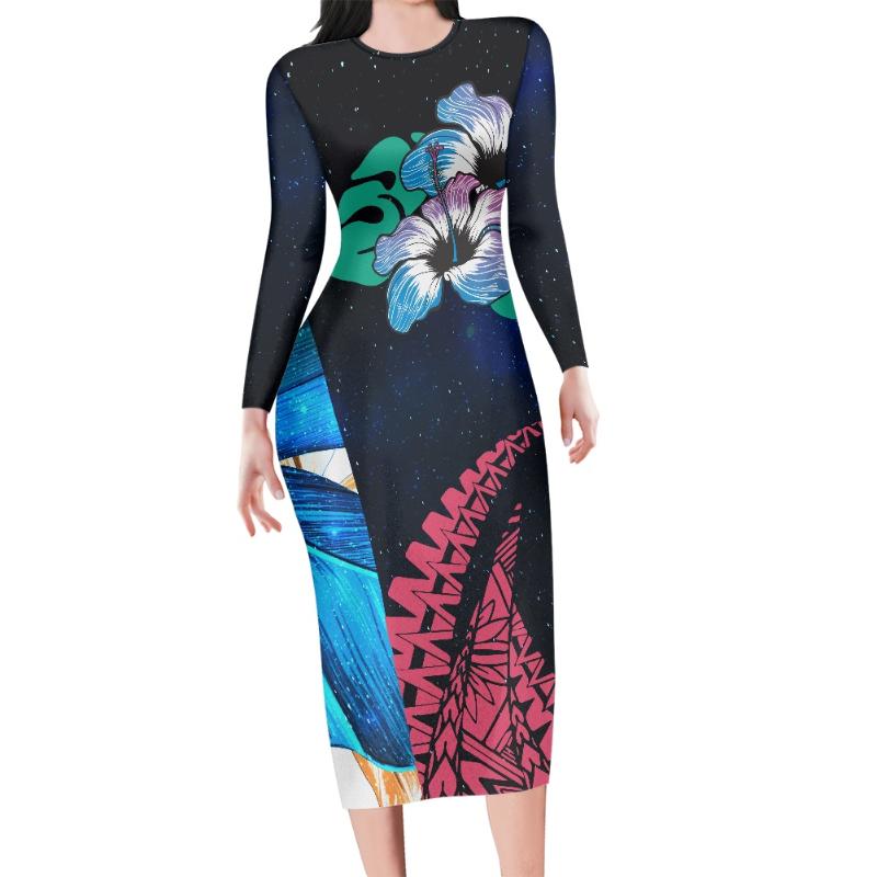 

Casual Dresses Sexy Women Polynesian Tribal Tattoo Print Ladies Bodycon Dress Female Office Pencil For Girls Party Autumn, Zsne0853d40-s-1
