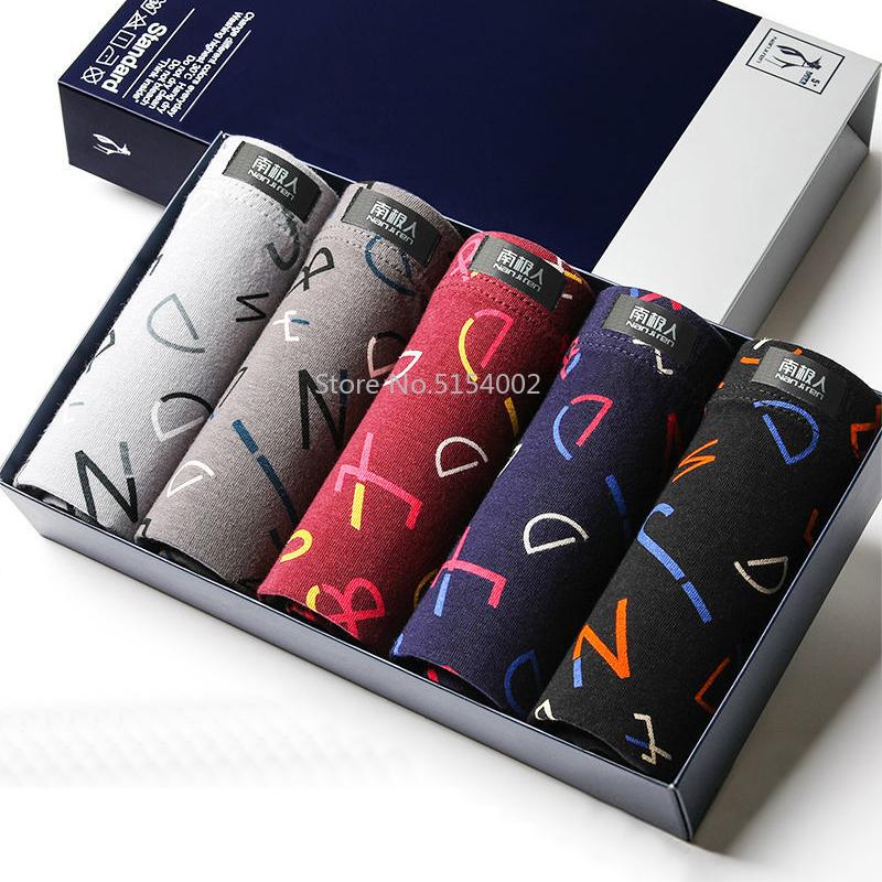 

Underpants 5Pcs/Lot Boxer Shorts Men Underwear Cotton Comfortable Breathable Male Trunk U Convex Print Panties High QualityUnderpants, N12