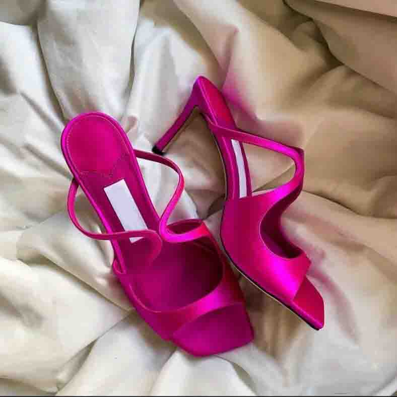 

Summer Women sandal slipper shoes high heels ANISE 95 square toes luxury design heeled shoes 35-42