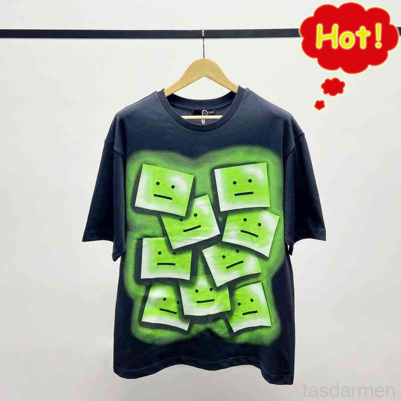 Men's T-Shirts Designer Acne Brand Swedish Minority Ac Smiley Face 2022 Spring and Summer Printed Square T-shirt Loose Round Neck Short