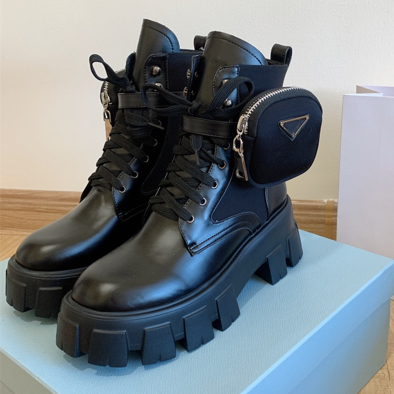 2023 Femmes Designers Both Botkle Martin Knight Knight Boot authentique Splice en cuir Nylon Military Inspired Combat Chaussures 5A Quality Taill