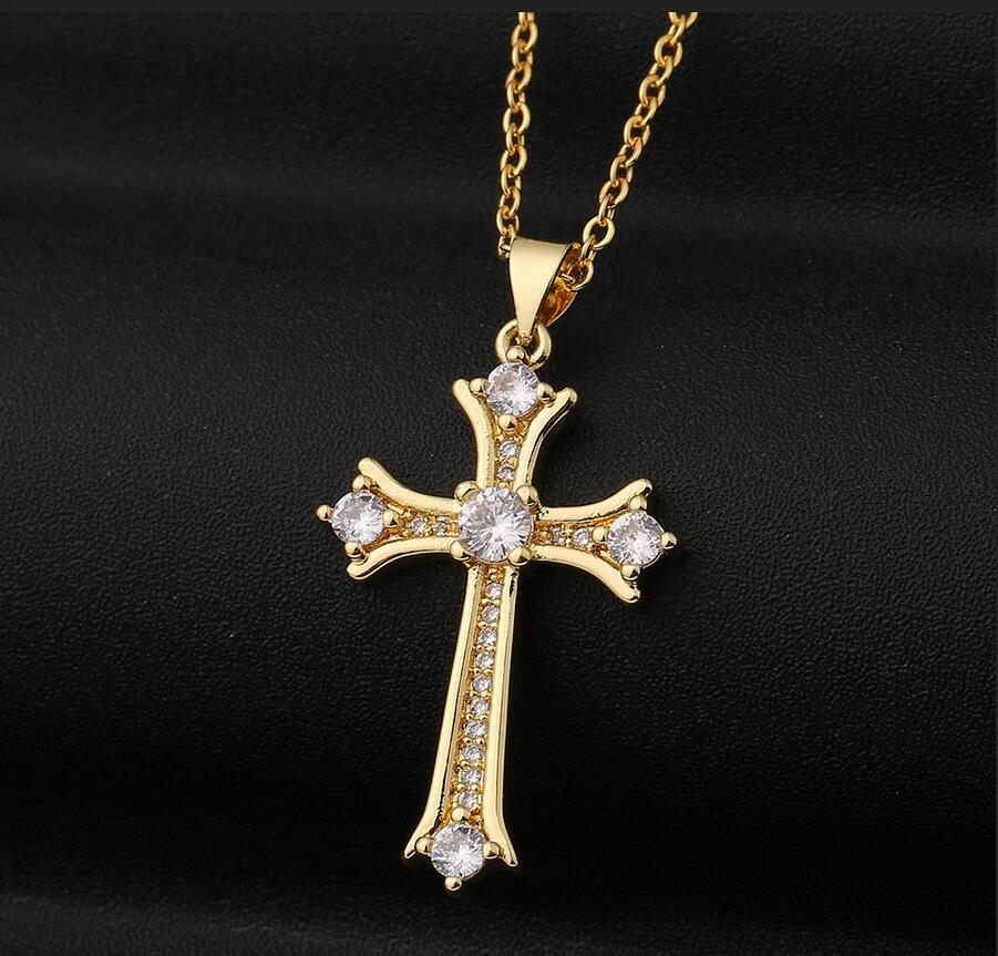 Designer Jewelry Vintage Double Crosses Pendant necklace Micro inlays diamonds cross Men Women S925 Silver Chain High quality Necklaces new desig