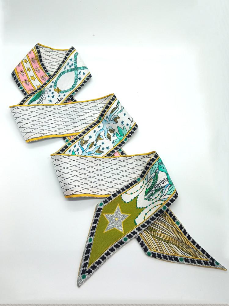Scarves Tarot 100% Real Silk Twill Skinny Neckchief Long Scarf For Women Fashion Headband Bag Doceration Summer Spring