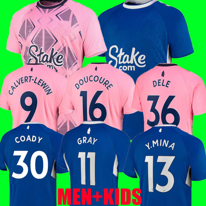 

22 23 Everton home soccer jerseys COADY 30 DELE CALVERT-LEWIN GRAY DOUCOURE Y.MINA HOLGATE MYKOLENKO GORDON 2022 2023 Away pink toffees football shirt men kids kit set