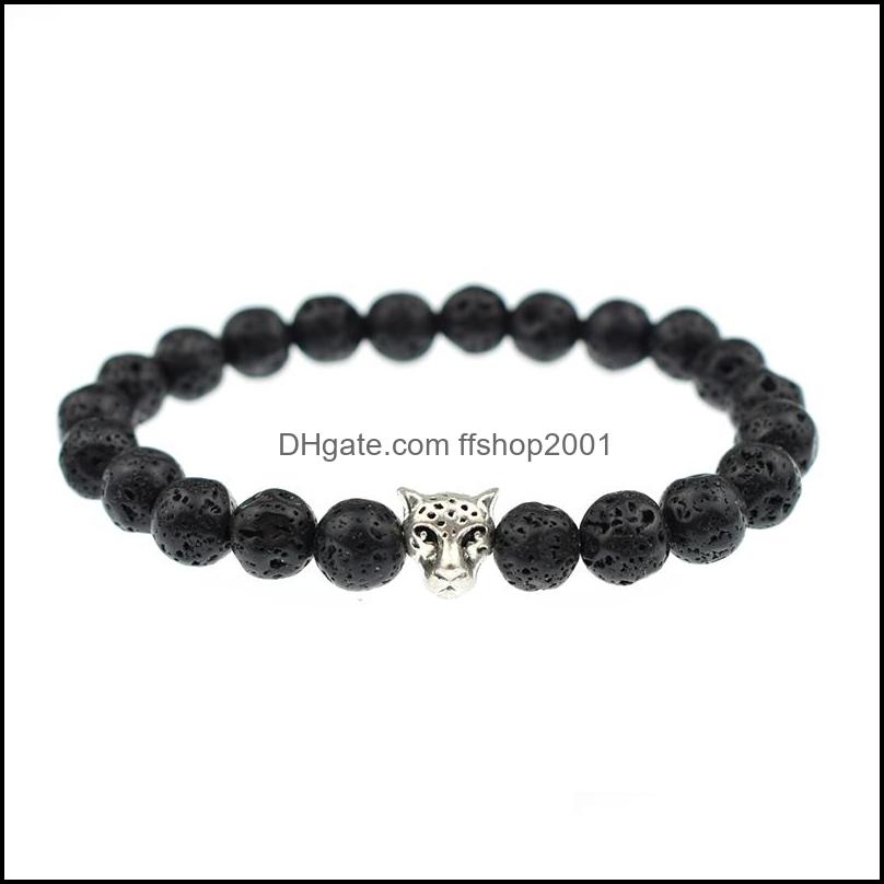 

Charm Bracelets Vintage Leopard Head Charms Bracelet Lava Stone Matte Black Bead Buddha Women Man Bangle Drop Delivery 2021 Ffshop2001 Dhder