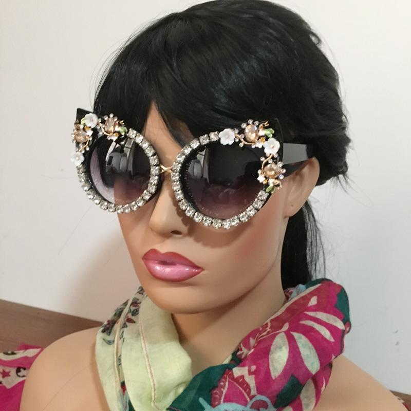 

Sunglasses Fashion Women Oversized Classic Luxury Gems Crystal Brand DesignSunglasses