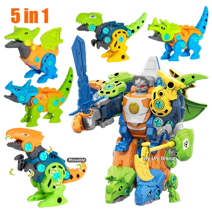 

Baby DIY Assembly Dinosaurs Robot Building Blocks Drill Nut and Animal Model Plastic Screwing Educational Toys Gifts for Kids 220715