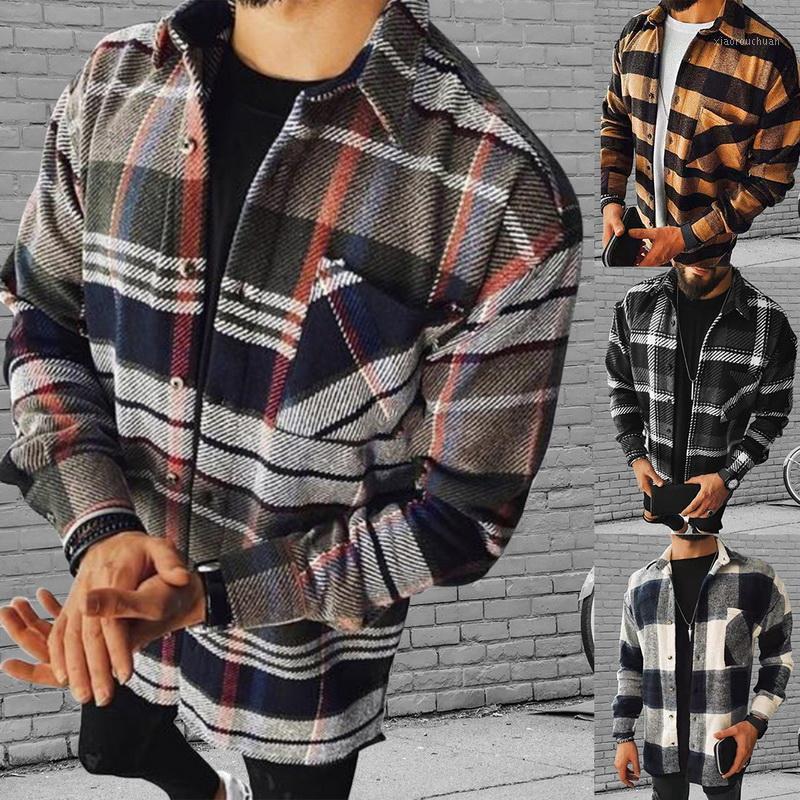 

Men Harajuku Color Block Plaid Shirt 2022 Mens Streetwear Thick Shirts Long Sleeve Male Vintage Korean Fashions Clothes Dropship Men's Casua, White;black