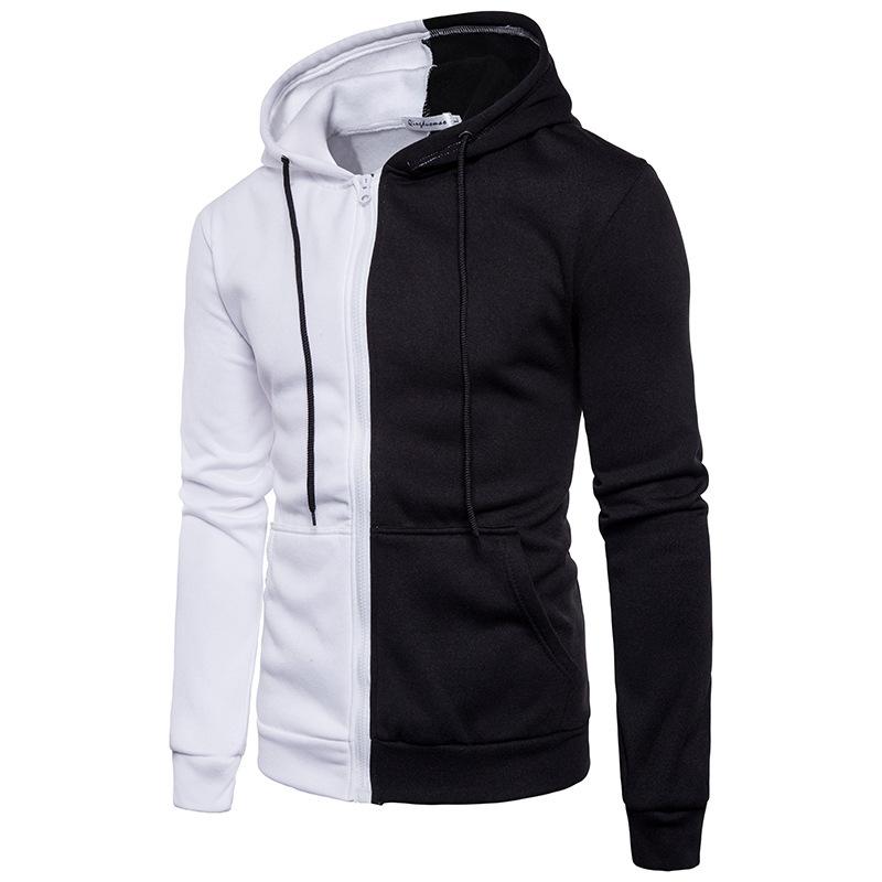 

Men's Hoodies & Sweatshirts -XXXL Fashion Half White Black Patchwork Hooded Hoodie Autumn Men Hip Hop Tracksuits Man's ClothingMen's, Red black hoodie