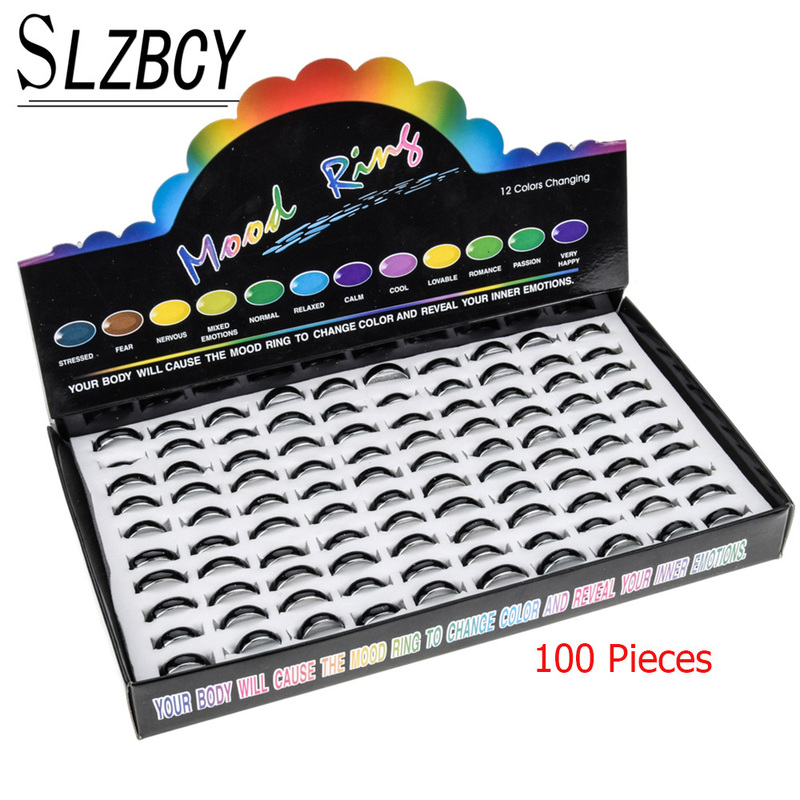 

100 pcs/lot Temperature Change Emotion Feeling Mood Rings Set For Women Men Mixed Size Round Finger Ring Jewelry Drop 220713