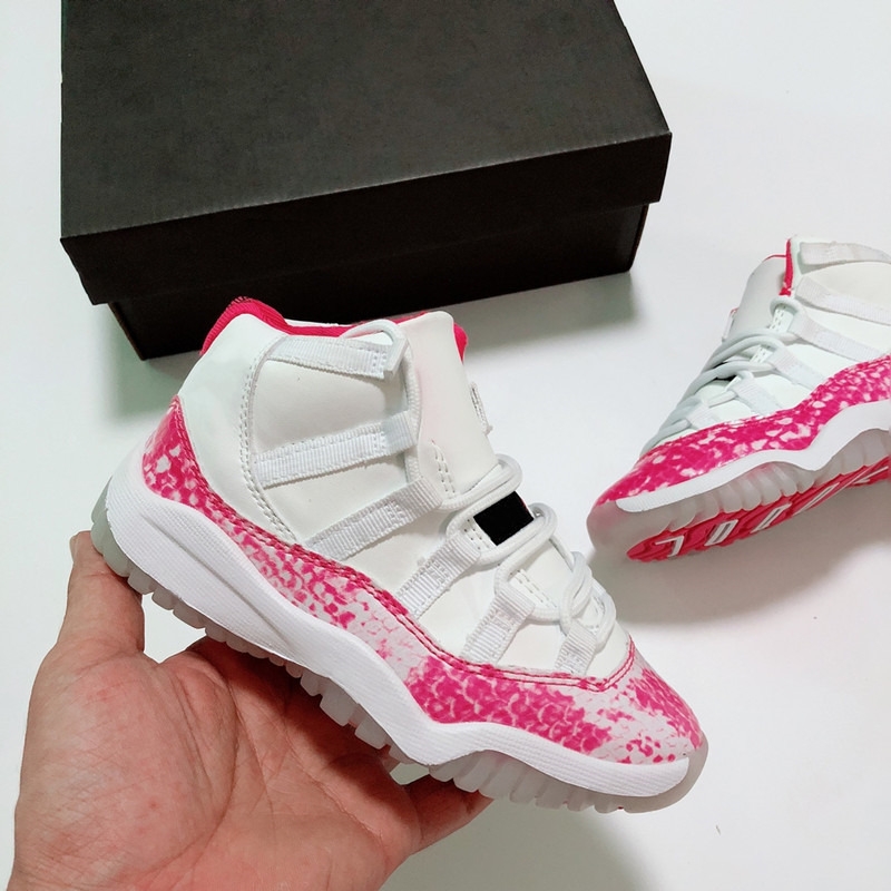 

Big Bred 11S Boys Girls Children Kids Basketball Sneaker Shoes Pink Navy Blue Snakeskin 72-10 Trainers Size 4Y 5Y, 2- 72-10
