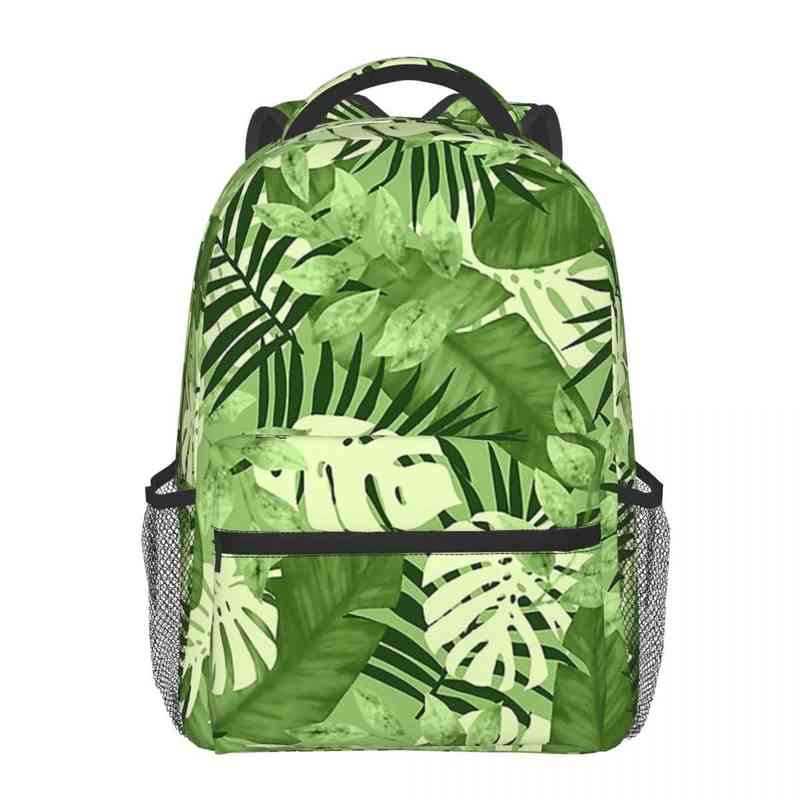 

Men Women Leaves Leaf Nature Backpack Teenage Laptop School Bag Jungle Tropical Green Plant Large Capacity Rucksack AA220316, Clear