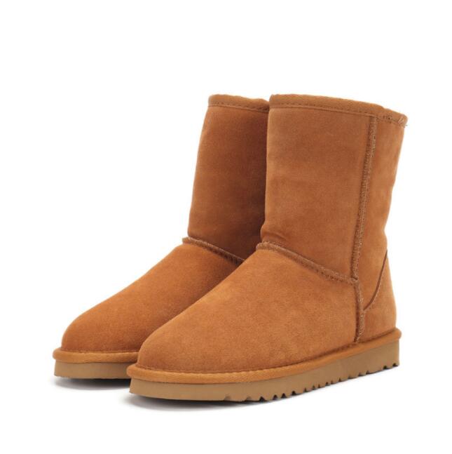 

AUS Classical U5825 women short middle snow boots keep warm boot Sheepskin Cowskin Genuine Leather Plush boots with dustbag high quality, Red