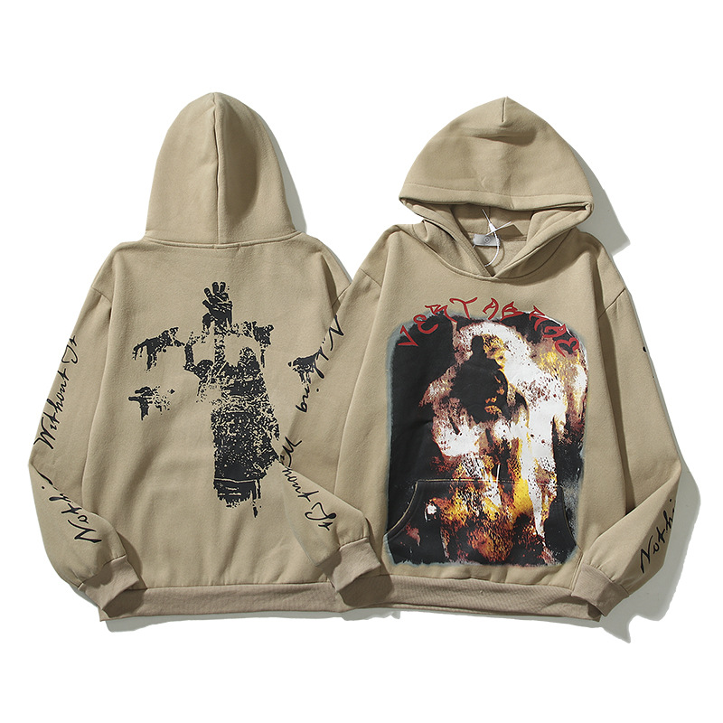Sweat-shirts noirs Hommes Femmes Vintage Designer Sweats à capuche Vêtements pour hommes High Street Print Hoode Pull Sweat-shirt imprimé