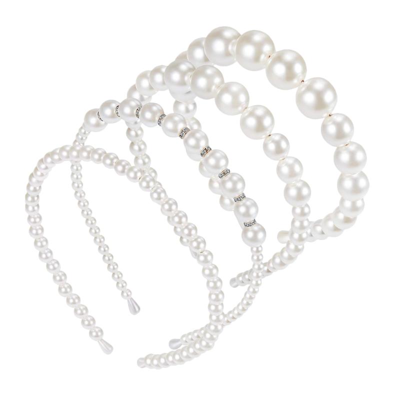 

Bandanas 4Pcs Pearl Headbands Faux Hair Accessories Wedding Party Bridal Headband
