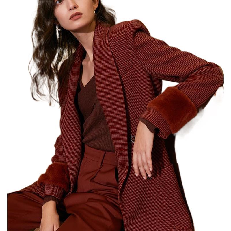 

Women' Two Piece Pants Wine Red Long Blazer Suits Female Vintage Feel Notched Neck Coat With Wide Leg Autumn Winter Simple 2 Pieces SetWome, Burgundy