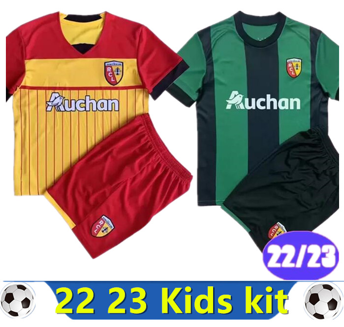 

22 23 RC Lens Kids Kit Soccer Jerseys Home Away 3rd Short Sleeve Football Shirt, Black