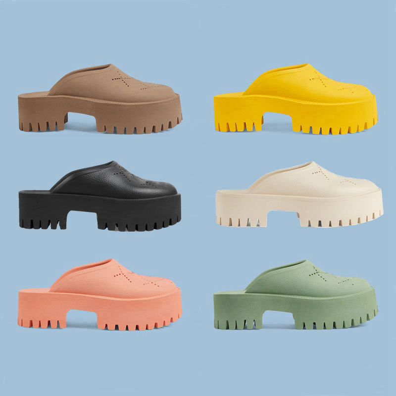 

womens fashion pool slip-on slippers rubber sandals 55MM platform perforated slides size euro 35-41, White