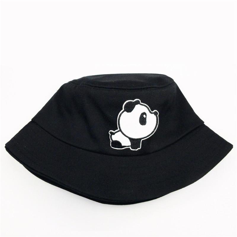 

Berets 2022 Panda Animal Embroidery Cotton Bucket Hat Fisherman Outdoor Travel Sun Cap Hats For Men And Women 154, White
