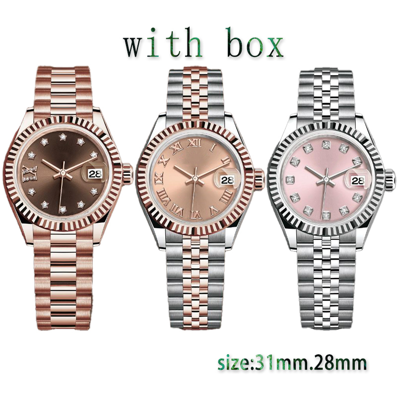 

Ladies Watch with Box Size 31MM 28MM Mechanical Movement 904L Stainless Steel Bracelet Sapphire Waterproof Luminous Ladies Watchs, Colour20