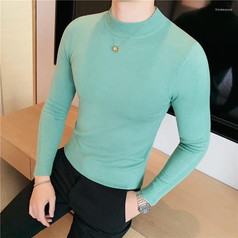 

Men's Sweaters Plus Size 4XL-M Dark Stripes Turtleneck For Men Clothing 2022 Simple Solid Slim Fit Casual Knitted Pullovers Pull HommeMen's, Deep green