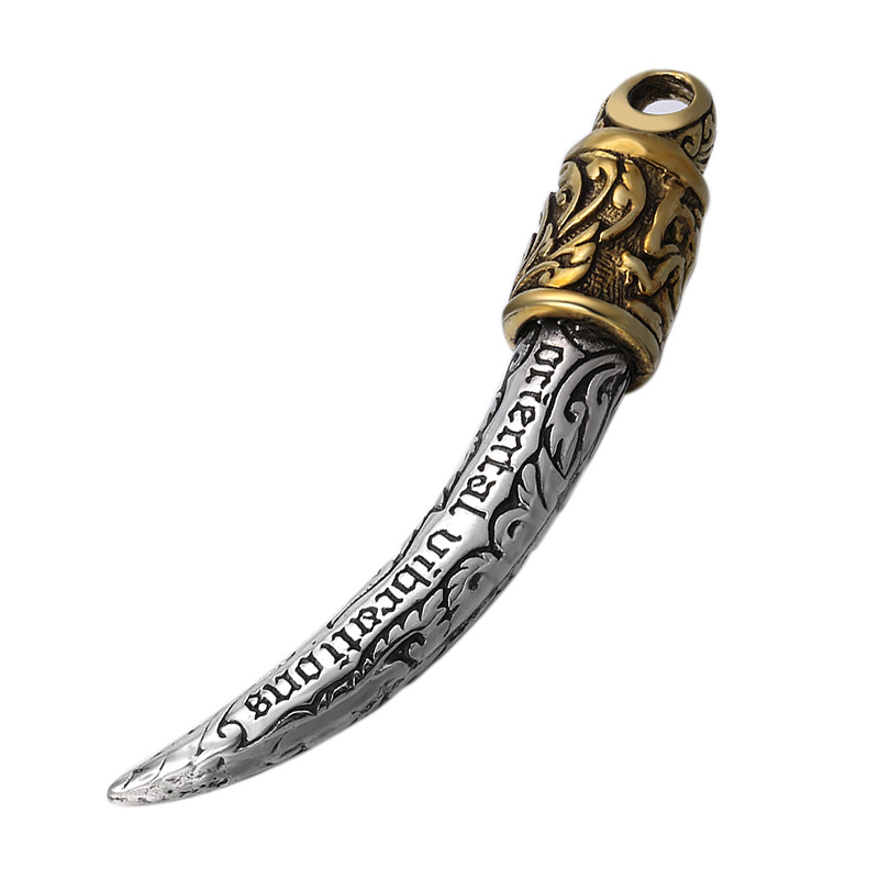 925 sterling silver necklace pendants wolf tooth punk hiphop antique vintage luxury jewelry accessories gifts-image-758015581