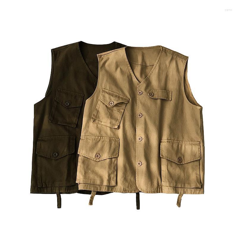 

Men Sleeveless Vest Trendy Brand Simple Wind Tooling Jacket Fat Large Size Loose Cotton Men' Vests, 02
