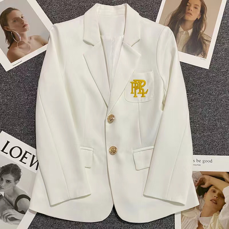 B052 Womens Suits designer Blazers Letter Embroidery Suit Jacket White For Women Long Sleeve Oversized Coat Loose Blazer Office Ladies Black Tops
