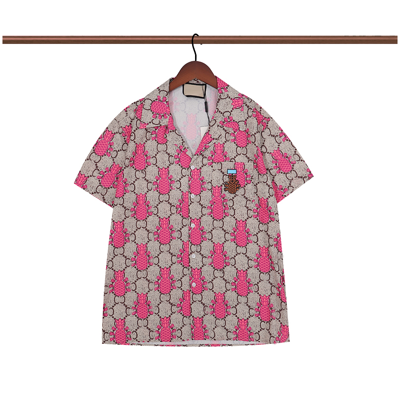 

22SS LUXURY Designer Shirts Men's Fashion pineapple print silk bowling shirt Casual Shirts Men Slim Fit Short Sleeve Dress Shirt -2XL, Customize