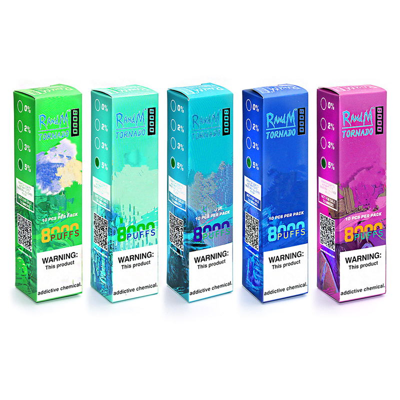 

100% Authentic RandM TORNADO 8000Puffs Disposable E Cigarette Built-in Rechargeable 1000mAh Battery 16ml Prefilled Cartridge Mesh Coil Vape Pen