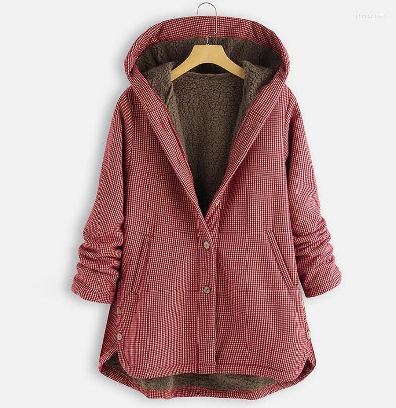 

Women' Down & Parkas Women Fashion Vintage Plaid Coats Long Sleeve Warm Solid Outwear Hooded Coat1 Phin22, Black