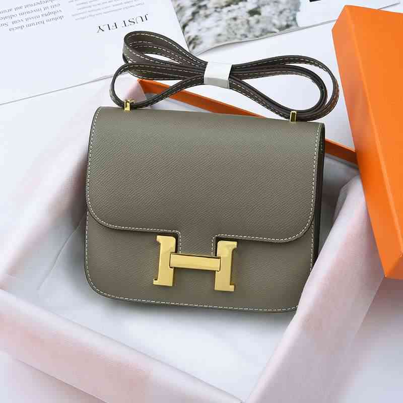 

Constancebag Designer Handbags Herme 2021 Messenger Single Shoulder Women's Leather Kangkang Fashion Stewardess Bag Tofu Square Yue