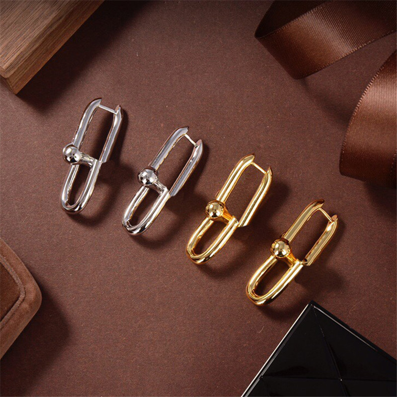 

Exquisite Joint Earrings Chain Link Series Charm Eardrops Women U Shape Chains Studs Ladies Wedding Engagement Date Party Jewelry With Box