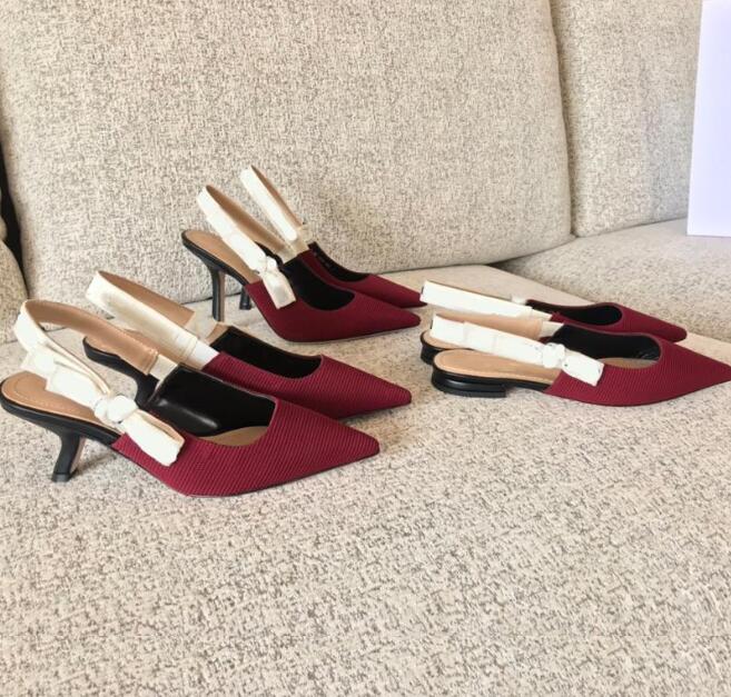

the spring and autumnBanquet Dress Shoes Sandals Flat Heel 6.5 9.5cm High-heeled Sexy Pumps Pointed Toe Sling Back Women Sandales size 35-41