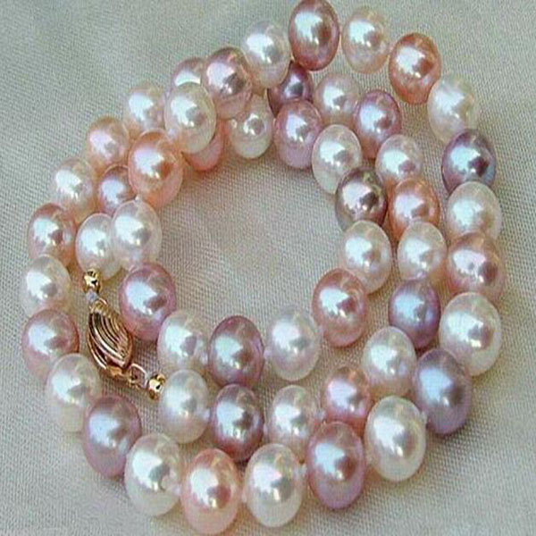 

Genuine 7-8mm Natural Multicolor Freshwater Cultured Pearl Necklace 18''