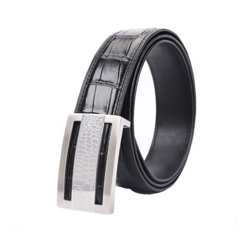 

Belts Mafeimengge Crocodile Leather Belt Male Business Leisure Youth Thailand Smooth Buckle Luxury, Black