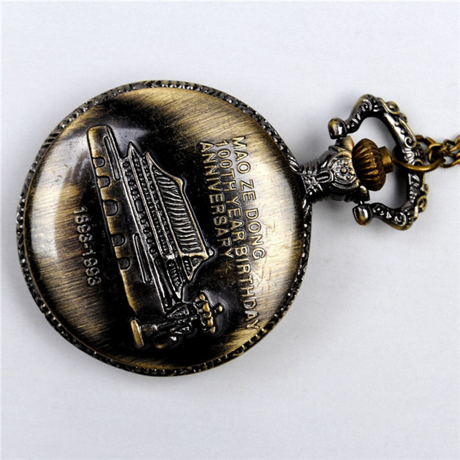 

10pcs Classic large retro Chairman Mao pocket watch bronze back Tiananmen square pattern white nostalgic-1-2, Black