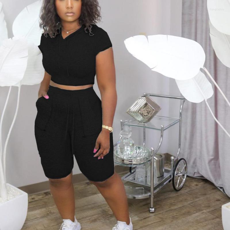 

Women' Tracksuits 2022 Summer Suit Black Hooded Casual Cotton Two-Piece Ladies Sweatshirt Running Clothes Loose Temperament