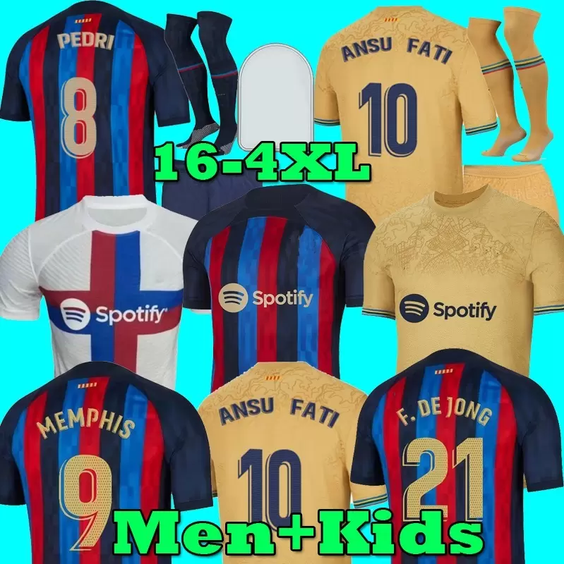 

ANSU FATI Camisetas de football soccer jersey 21 22 23 MEMPHIS PEDRI LEWANDOWSKI ADAMA FERRAN 2022 2023 BARCELONA F. DE JONG DEST shirt men kids kit XXXL 4XL, 2022 away