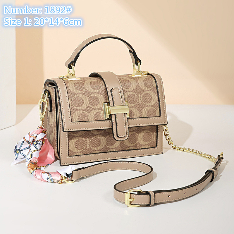 

Wholesale SHAPRA ladies leathers shoulder bags thicken sweet ribbon chain bag elegant retro polka dot printed handbag street contrast leather handbags, Brown1-1892#